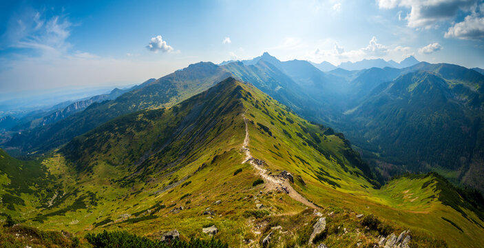 mountain range on high Tatra mountains in Poland and Slovakia