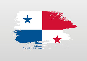 Modern style brush painted splash flag of Panama with solid background