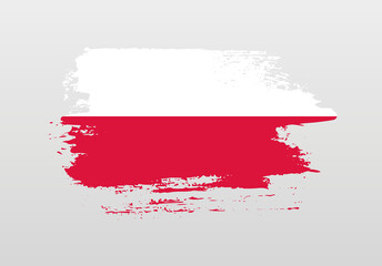 Modern style brush painted splash flag of Poland with solid background
