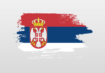 Modern style brush painted splash flag of Serbia with solid background