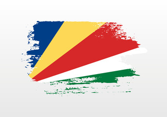 Modern style brush painted splash flag of Seychelles with solid background