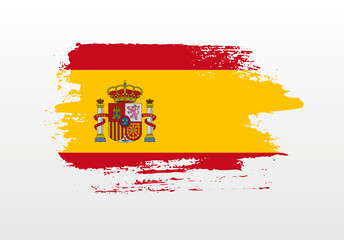 Modern style brush painted splash flag of Spain with solid background
