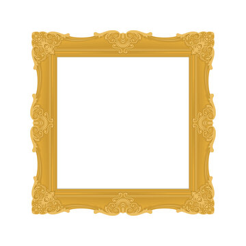 Gold photo frame with corner line floral for picture, Vector design decoration pattern style. border design