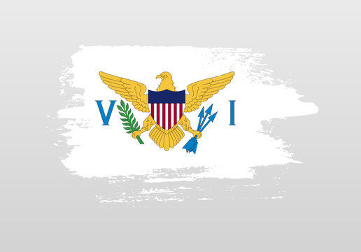Modern style brush painted splash flag of United States Virgin Islands with solid background