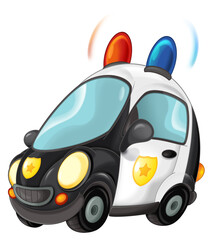 Fototapeta na wymiar cartoon scene with police car isolated illustration for children 
