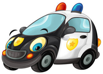 cartoon scene with police car isolated illustration for children

