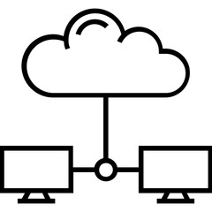 Cloud Computing Line Vector Icon 