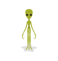 Alien, standing with his hands down. Vector illustration isolated on a white background