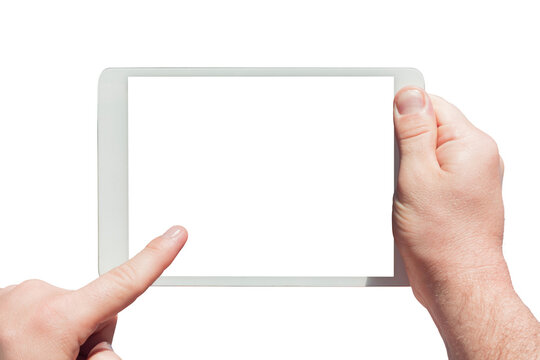Hands holding a tablet device