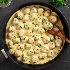 Swedish meatballs with white creamy sauce