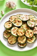 Roasted zucchini on plate