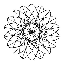 Mandala flower illustration, beautiful mandala with black thin line