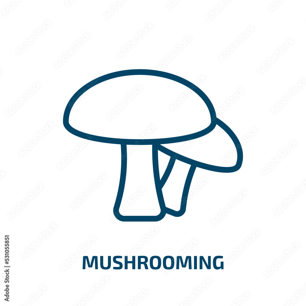 Poster mushrooming icon from activity and hobbies collection. thin linear mushrooming, mushroom, food outli