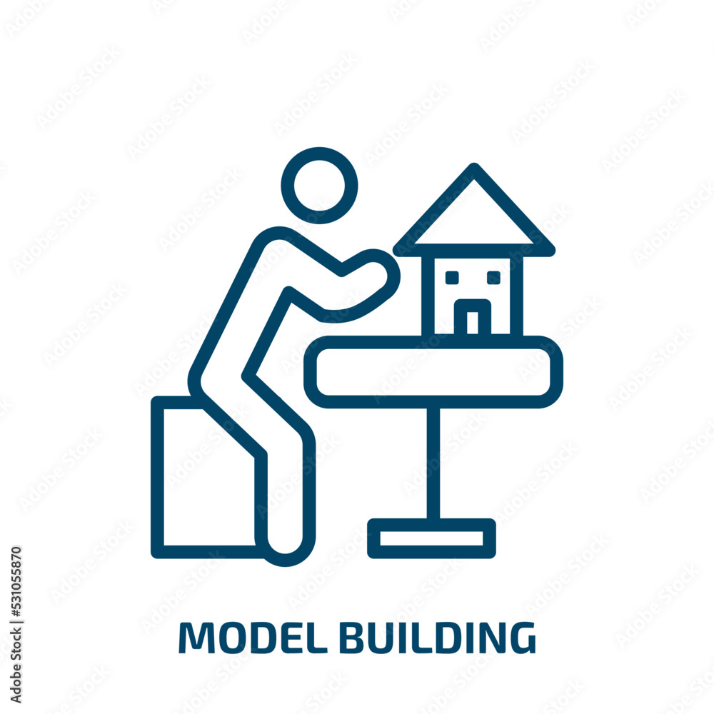 Aufkleber model building icon from activity and hobbies collection. thin linear model building, building, mode