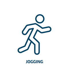 jogging icon from activity and hobbies collection. Thin linear jogging, run, fitness outline icon isolated on white background. Line vector jogging sign, symbol for web and mobile