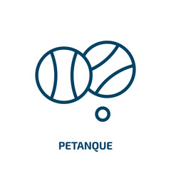 petanque icon from activity and hobbies collection. Thin linear petanque, game, ball outline icon isolated on white background. Line vector petanque sign, symbol for web and mobile