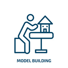 model building icon from activity and hobbies collection. Thin linear model building, building, model outline icon isolated on white background. Line vector model building sign, symbol for web and