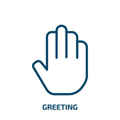 greeting icon from activity and hobbies collection. Thin linear greeting, friendship, partnership outline icon isolated on white background. Line vector greeting sign, symbol for web and mobile