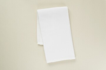 White plain kitchen towel mockup, minimal simple composition with folded blank cotton tea towel for...