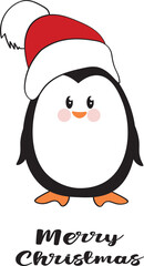 Christmas Penguin with Santa Hat 