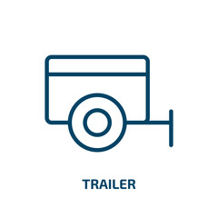 trailer icon from agriculture farming and gardening collection. Thin linear trailer, shipping, cargo outline icon isolated on white background. Line vector trailer sign, symbol for web and mobile