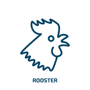 rooster icon from agriculture farming and gardening collection. Thin linear rooster, chicken, farm outline icon isolated on white background. Line vector rooster sign, symbol for web and mobile