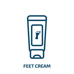 feet cream icon from beauty collection. Thin linear feet cream, cream, body outline icon isolated on white background. Line vector feet cream sign, symbol for web and mobile