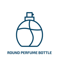 Obraz premium round perfume bottle icon from beauty collection. Thin linear round perfume bottle, perfume, round outline icon isolated on white background. Line vector round perfume bottle sign, symbol for web and