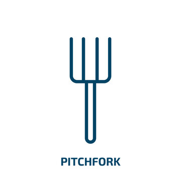 pitchfork icon from agriculture farming and gardening collection. Thin linear pitchfork, farm, equipment outline icon isolated on white background. Line vector pitchfork sign, symbol for web and