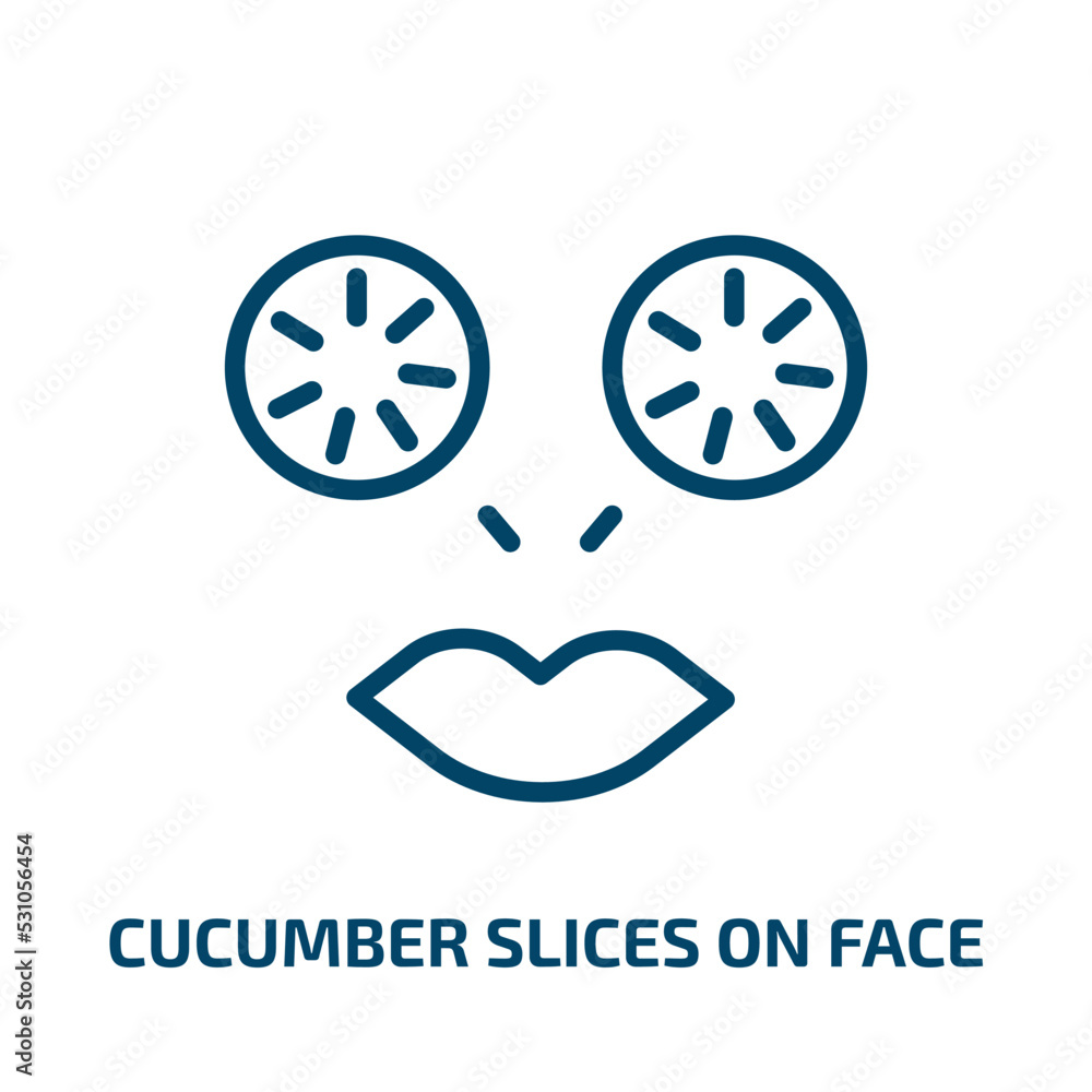 Poster cucumber slices on face icon from beauty collection. thin linear cucumber slices on face, beauty, cu