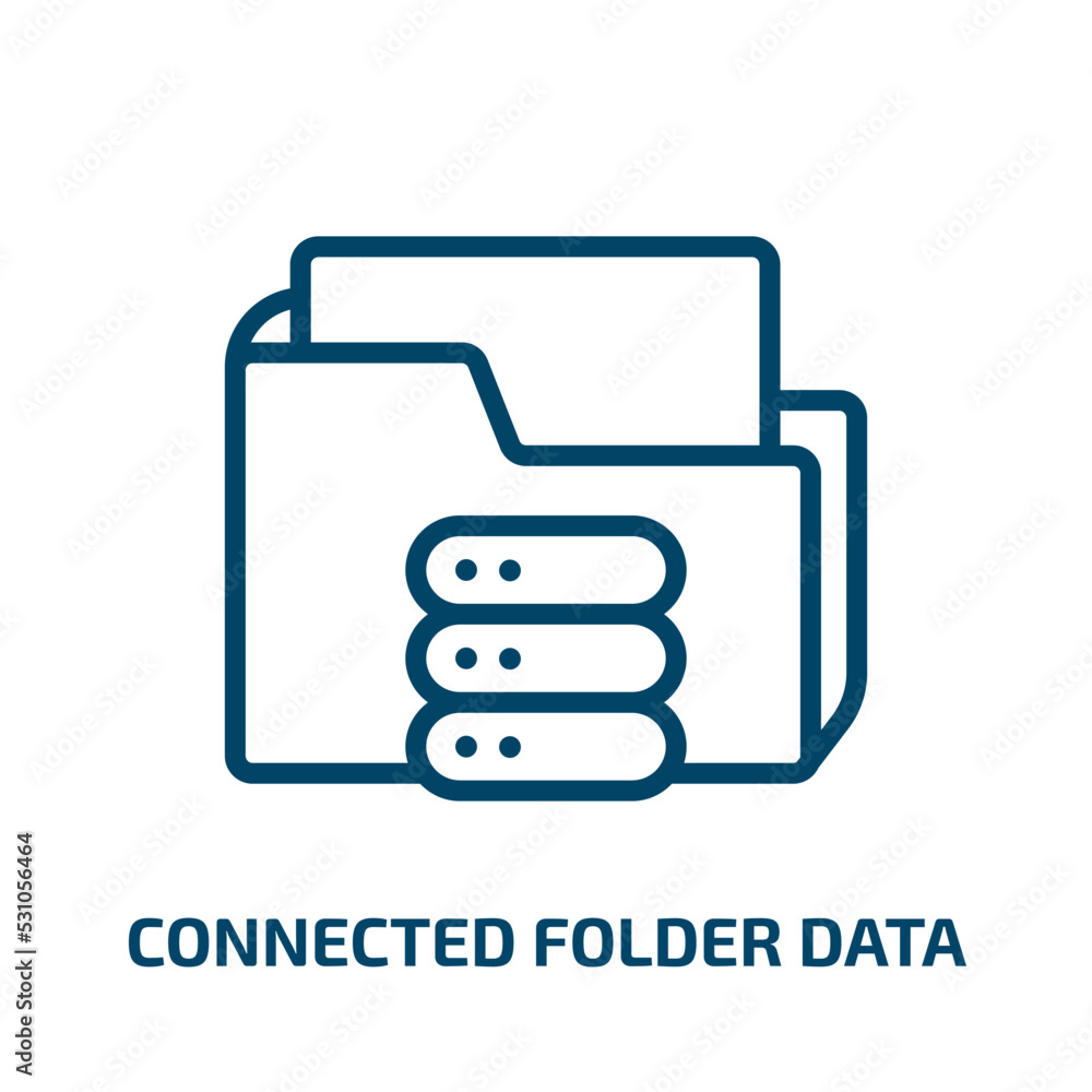 Poster connected folder data icon from computer collection. thin linear connected folder data, data, folder