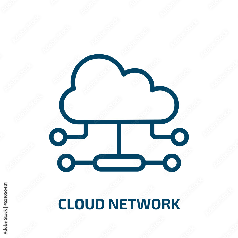 Poster cloud network icon from computer collection. thin linear cloud network, network, technology outline 