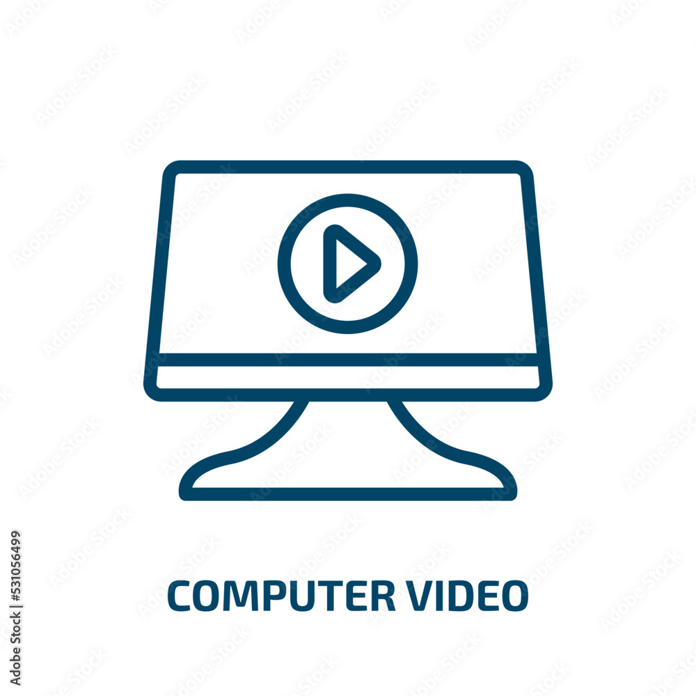 Aufkleber computer video icon from computer collection. thin linear computer video, internet, media outline ic