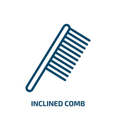 inclined comb icon from beauty collection. Thin linear inclined comb, beauty, inclined hairbrush outline icon isolated on white background. Line vector inclined comb sign, symbol for web and mobile