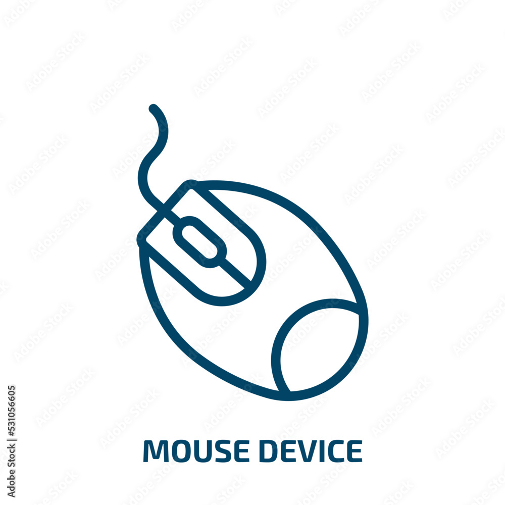 Fototapete mouse device icon from computer collection. Thin linear mouse device, mouse, internet outline icon isolated on white background. Line vector mouse device sign, symbol for web and mobile