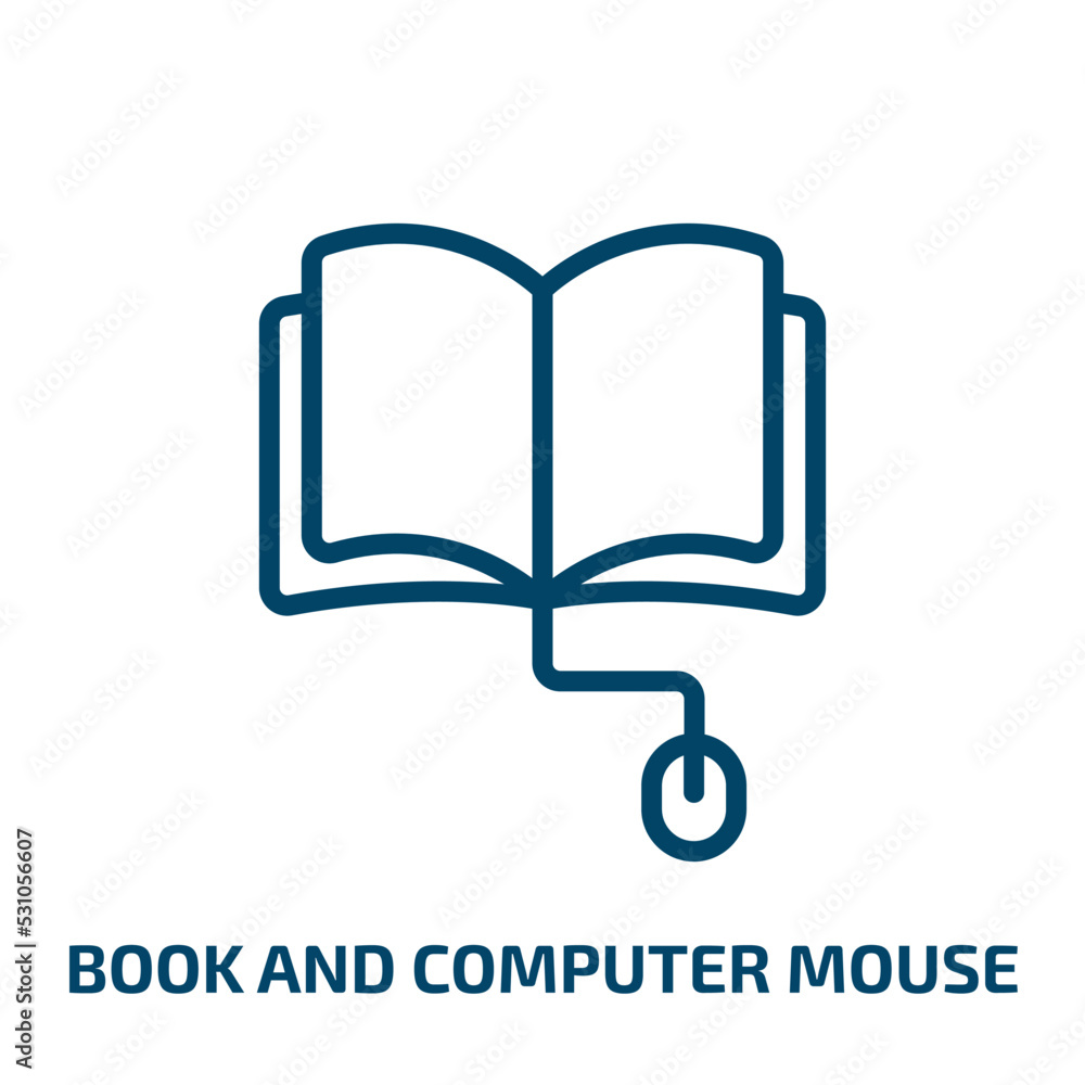 Poster book and computer mouse icon from computer collection. thin linear book and computer mouse, mouse, b
