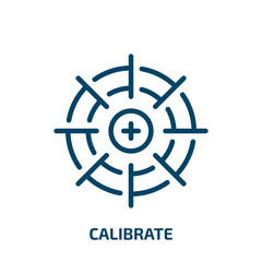 calibrate icon from computer collection. Thin linear calibrate, calibration, measure outline icon isolated on white background. Line vector calibrate sign, symbol for web and mobile