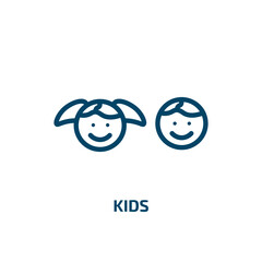 kids icon from education collection. Thin linear kids, education, character outline icon isolated on white background. Line vector kids sign, symbol for web and mobile