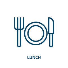 lunch icon from education collection. Thin linear lunch, restaurant, food outline icon isolated on white background. Line vector lunch sign, symbol for web and mobile