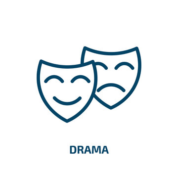 drama icon from education collection. Thin linear drama, theater, comedy outline icon isolated on white background. Line vector drama sign, symbol for web and mobile