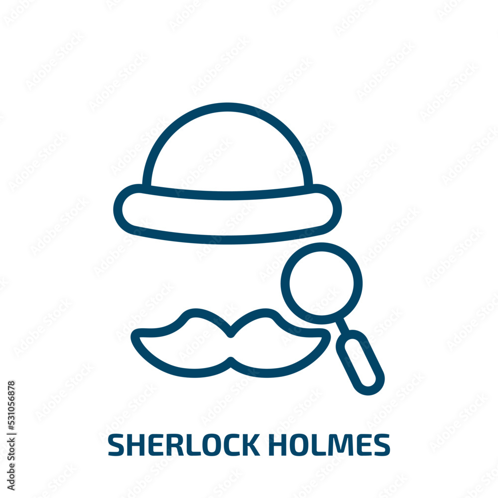 Poster sherlock holmes icon from education collection. thin linear sherlock holmes, character, hat outline 