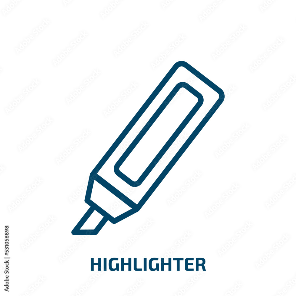 Poster highlighter icon from education collection. thin linear highlighter, highlight, template outline ico