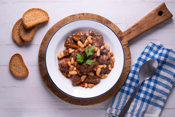 Stewed beef with broad beans and carrot. Traditional northern Spanish tapas.
