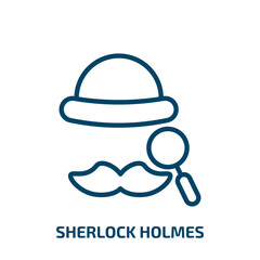 sherlock holmes icon from education collection. Thin linear sherlock holmes, character, hat outline icon isolated on white background. Line vector sherlock holmes sign, symbol for web and mobile