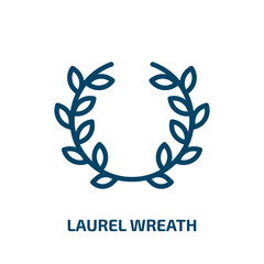 laurel wreath icon from education collection. Thin linear laurel wreath, laurel, wreath outline icon isolated on white background. Line vector laurel wreath sign, symbol for web and mobile