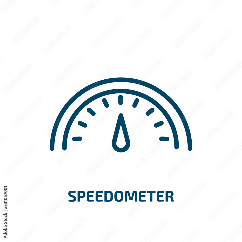 Poster speedometer icon from arcade collection. thin linear speedometer, power, up outline icon isolated on