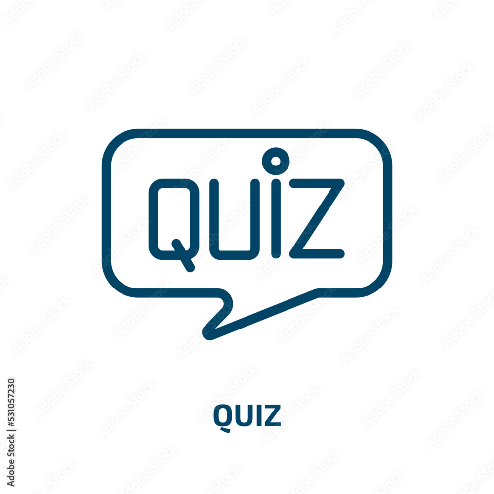 Poster quiz icon from general collection. thin linear quiz, test, mark outline icon isolated on white backg