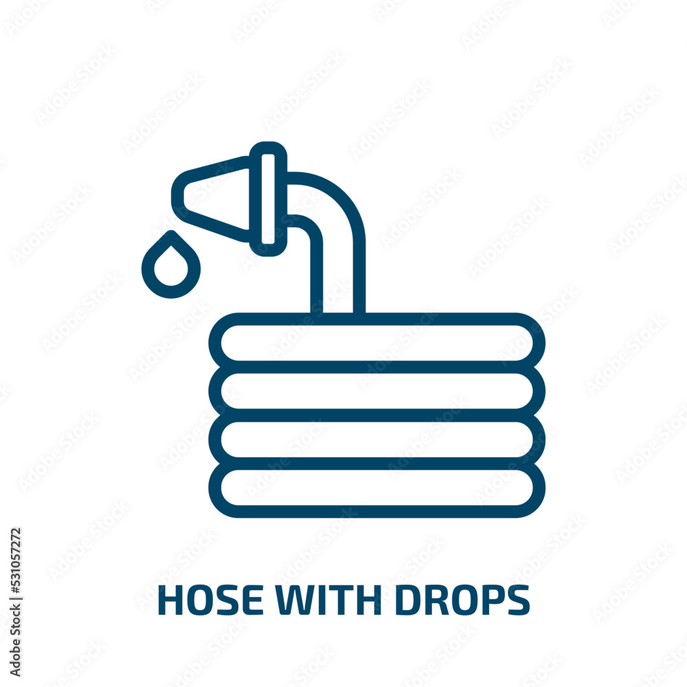 Poster hose with drops icon from general collection. thin linear hose with drops, water, drop outline icon 