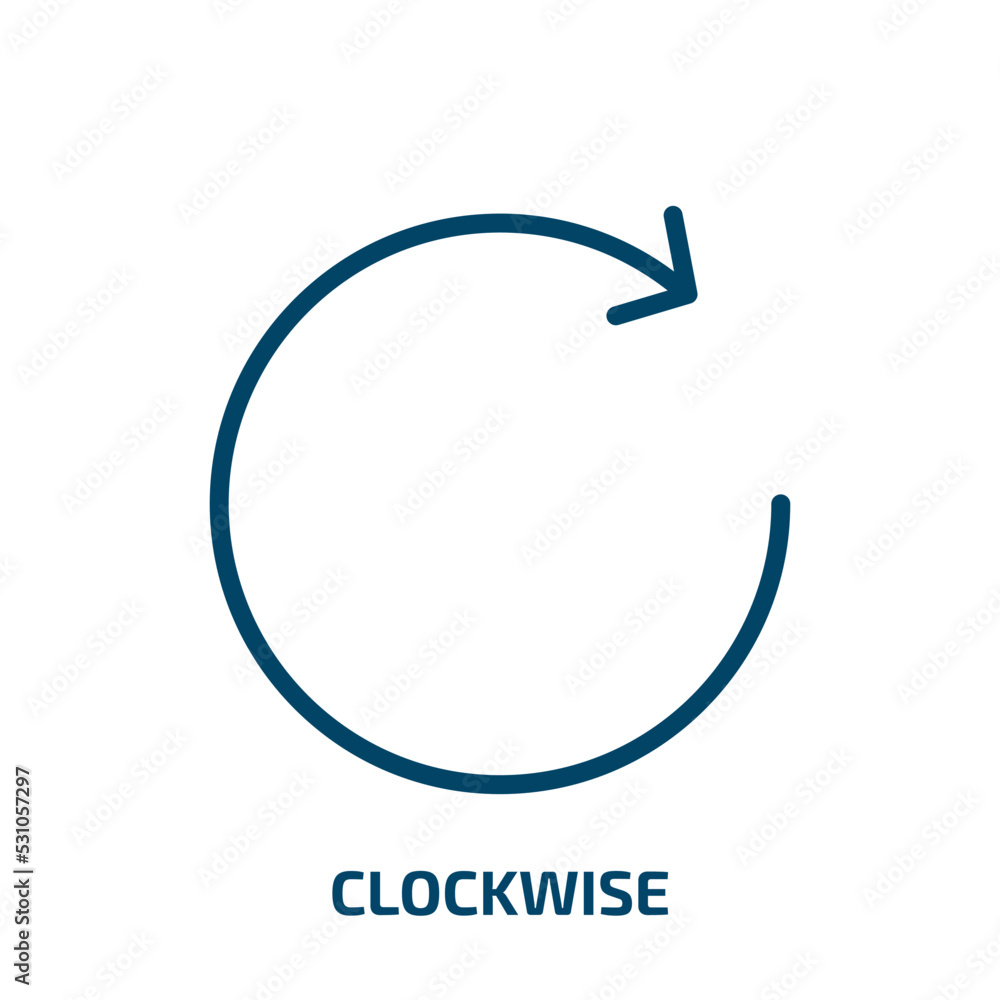 Aufkleber clockwise icon from general collection. thin linear clockwise, arrow, business outline icon isolated