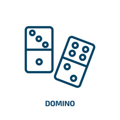Fototapeta na wymiar domino icon from arcade collection. Thin linear domino, play, dice outline icon isolated on white background. Line vector domino sign, symbol for web and mobile